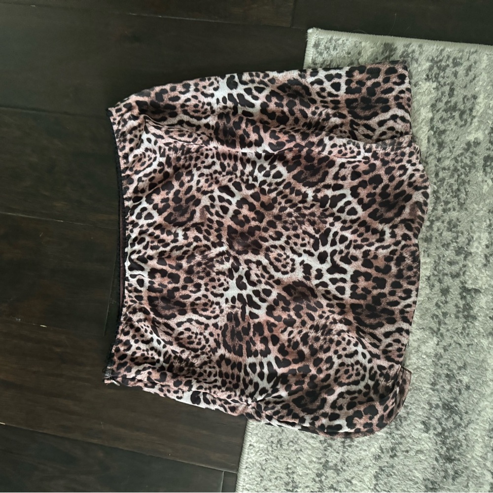 SHEIN Brown and White Ruched Mini Pencil Skirt